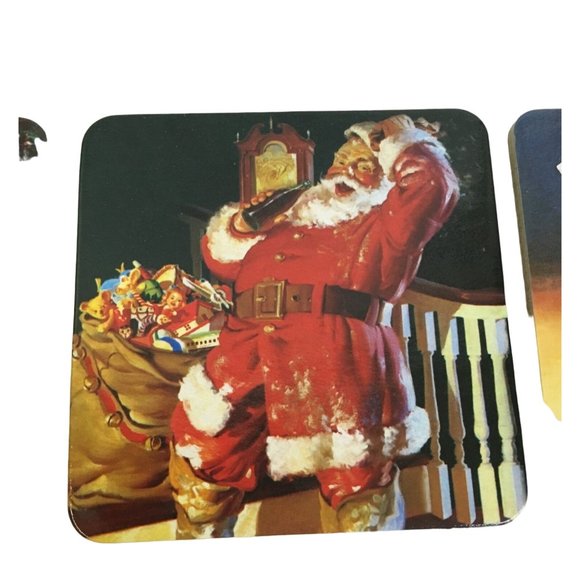 Vintage 1999 Set of 4 Coca Cola Santa Holiday Christmas Coasters - Picture 3 of 9